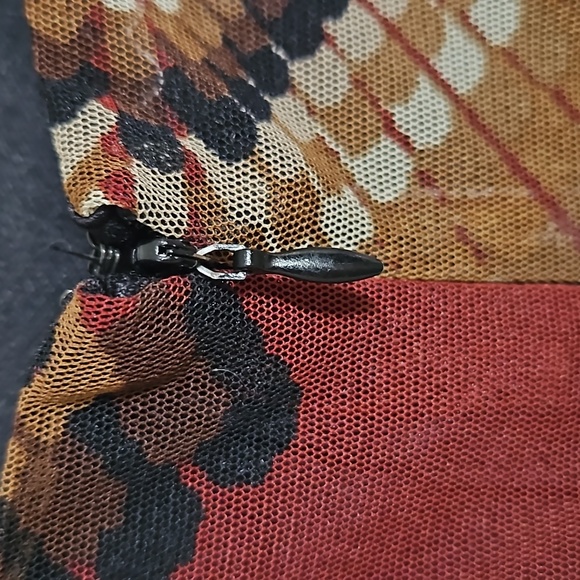 Sleeveless Patterned Dress R & M Richards Cool Size 14 Black Band & Straps T11 - Picture 3 of 7